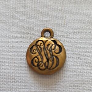 Antique Victorian Edwardian Bridgerton Gold-Toned Monogrammed Mourning Pendant